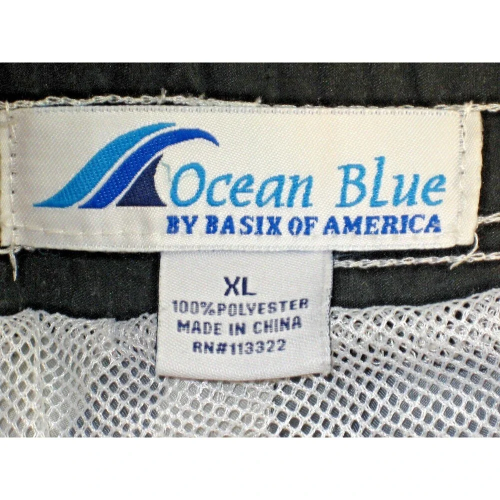 Mens Ocean Blue Gray Checked 3 Pocket Nylon Board Swim Surf Shorts sz XL(40x10)